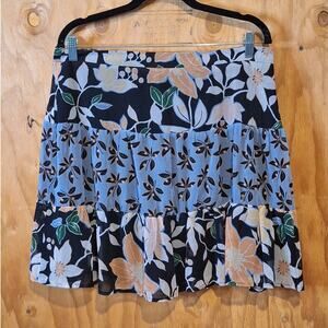 NWT LOFT Mini Skirt Womens 12 Tiered Floral Tropical Hawaiian Coconut Girl Beach
